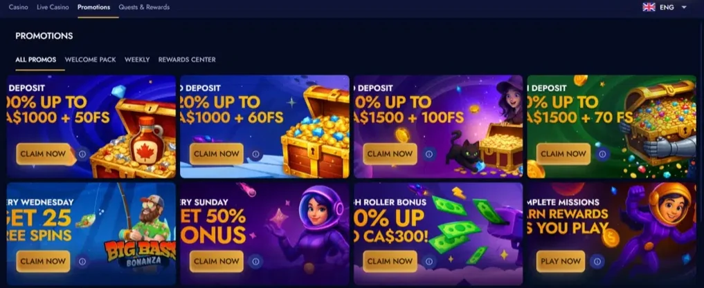 Browse casino promotions page