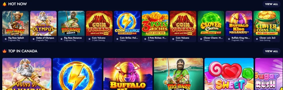 Browse popular casino slots.